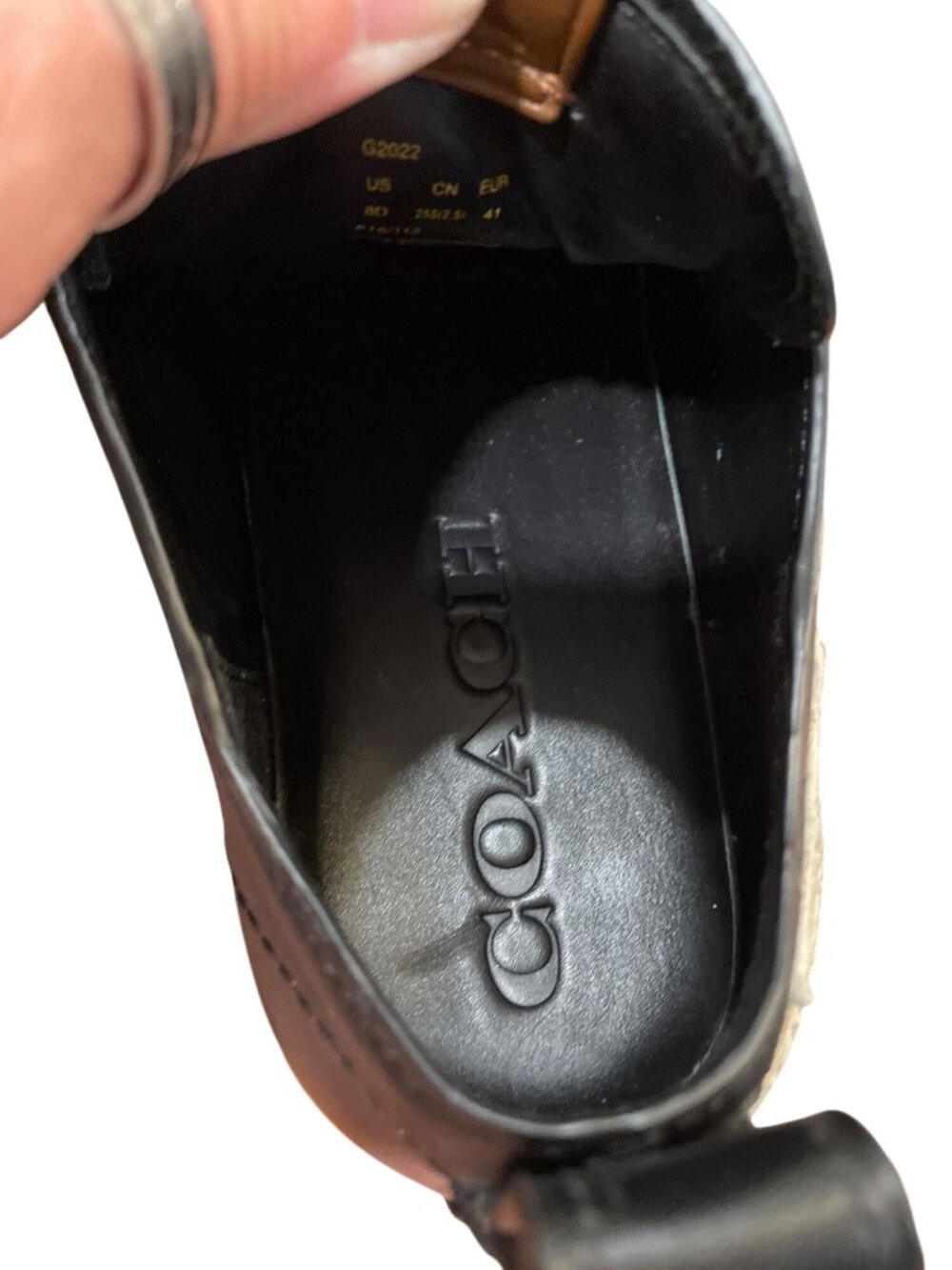 Coach wms black leather low top shark embroided Lightning sneaekrs sz 8D SKU 10- - Picture 9 of 16